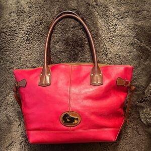 Dooney and Bourke Champosa large Elegant Red Leather Tote Bag